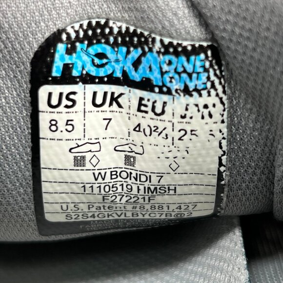 Hoka Bondi 7 Running Shoes Women's Size 8.5 Grey Athletic Training Run Sneakes - Picture 13 of 13